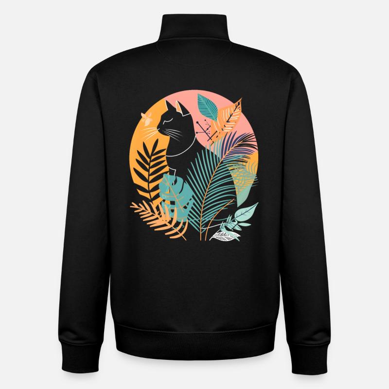 Portrait d’un chat - Sweat zippé unisexe en coton bio Stanley/Stella - noir