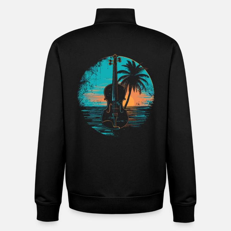 Violon Coucher de soleil - Sweat zippé unisexe en coton bio Stanley/Stella - noir