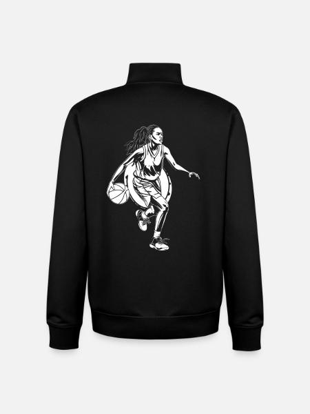 Basketball Player Sketch - Unisex Organic Zip Sweatshirt by Stanley/Stella - black