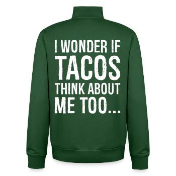 Je me demande si les tacos pensent à moi Chemise trop drôle - Sweat zippé unisexe en coton bio Stanley/Stella - vert bouteille - Dos - AI Model Male 185 dark (185cm)