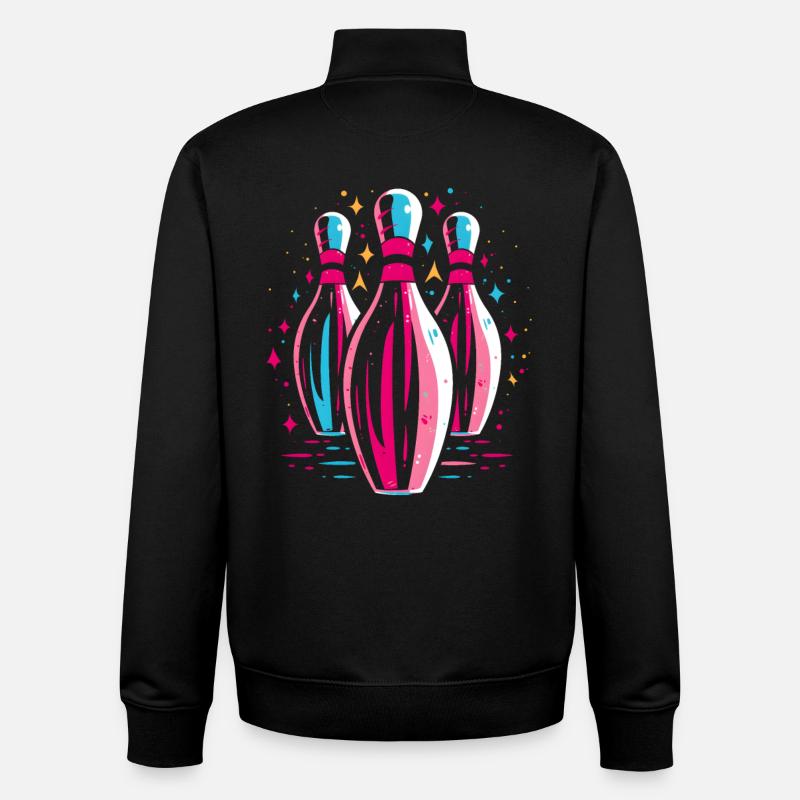 Bowling 80s Look - Unisex Organic Zip Sweatshirt by Stanley/Stella - black