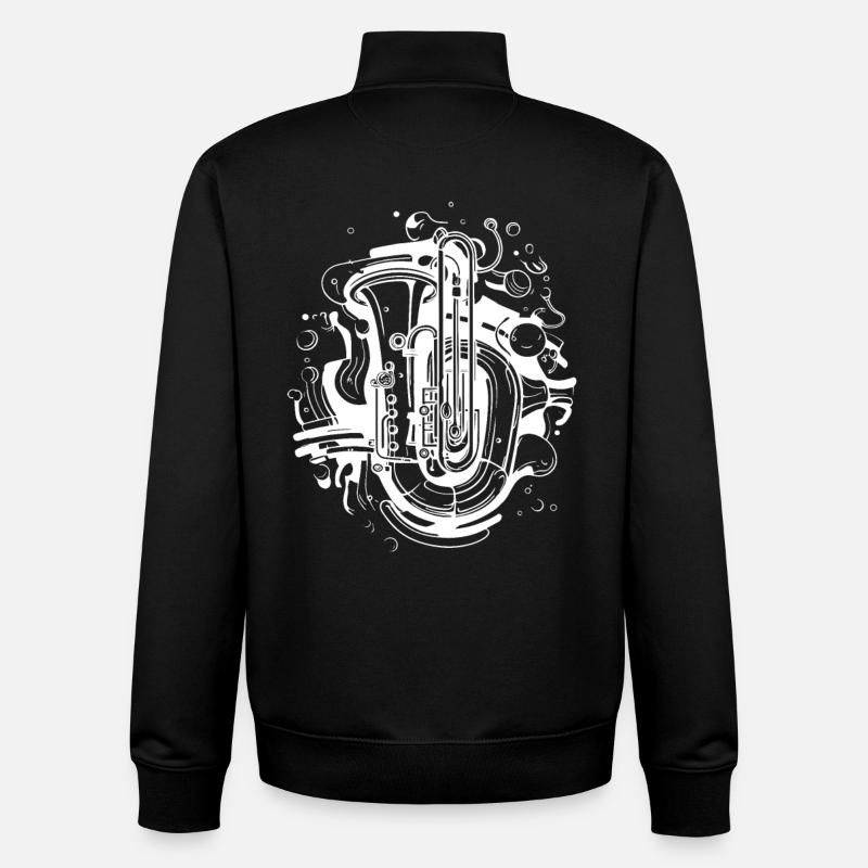 Tuba style dessin animé - Sweat zippé unisexe en coton bio Stanley/Stella - noir