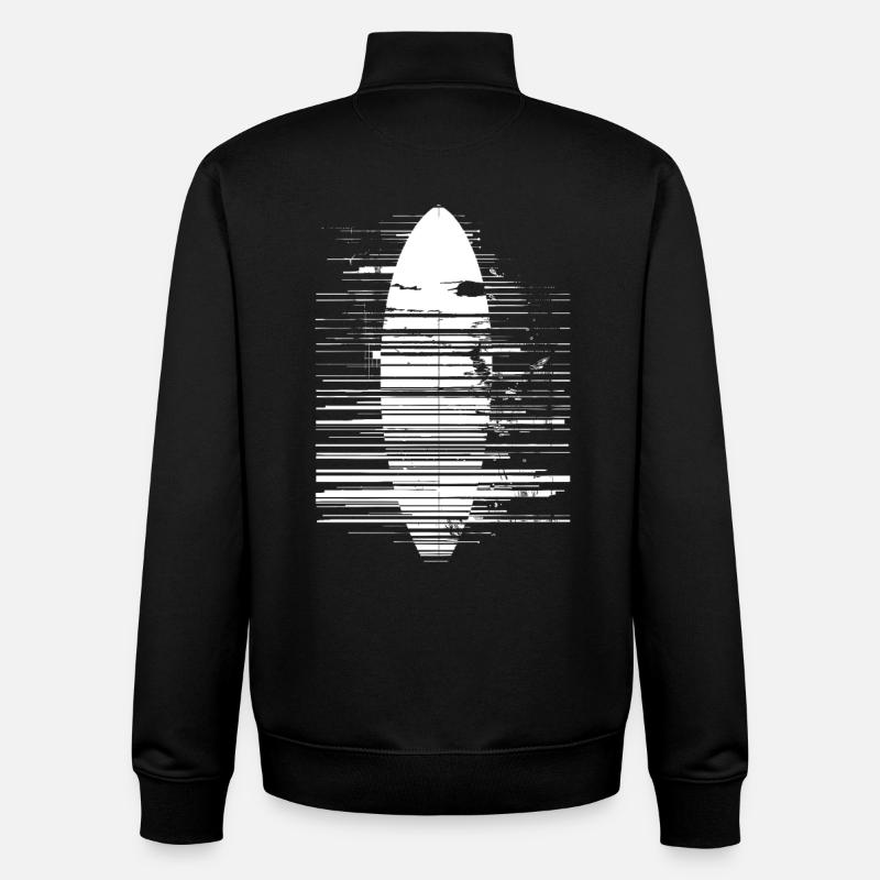 Croquis de planche de surf - Sweat zippé unisexe en coton bio Stanley/Stella - noir