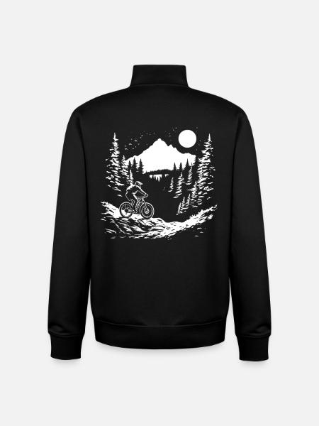 Mountain Biking Drawing - Unisex Organic Zip Sweatshirt by Stanley/Stella - black