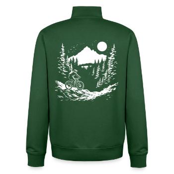 Dessin VTT - Sweat zippé unisexe en coton bio Stanley/Stella - vert bouteille - Dos - AI Model Male 185 dark (185cm)