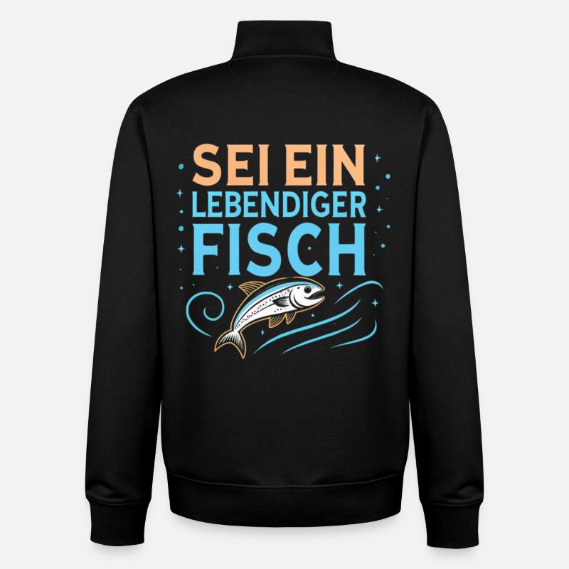 Sei ein lebendiger Fisch - Unisex Organic Zip Sweatshirt von Stanley/Stella - Schwarz