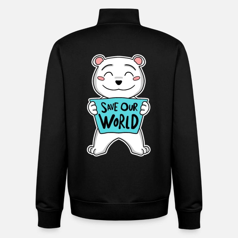 Bär Klima Klimaschutz Schutz - Unisex Organic Zip Sweatshirt von Stanley/Stella - Schwarz