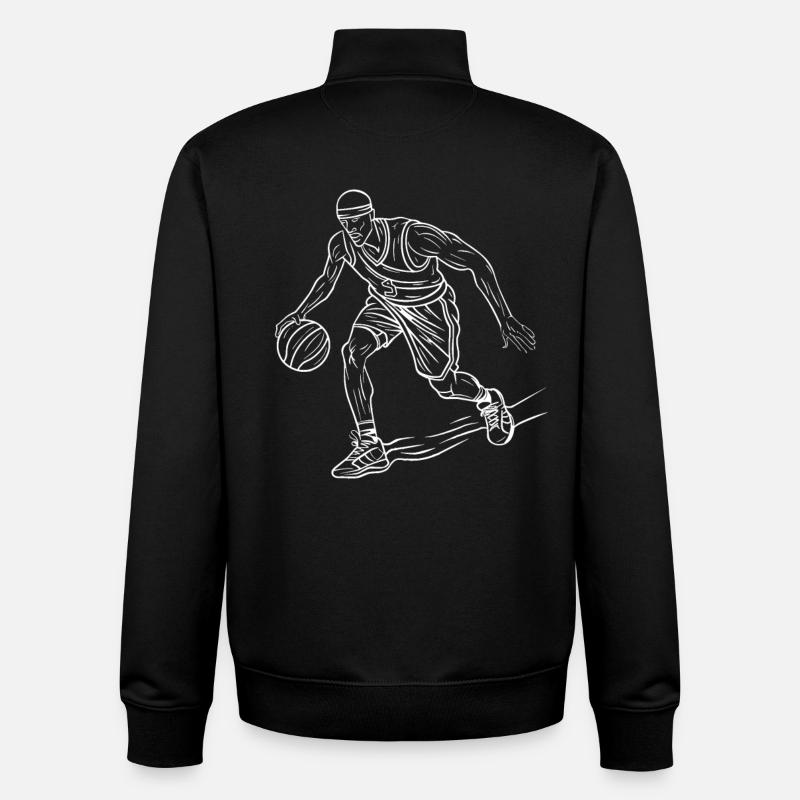 Basketball Player Drawing - Unisex Organic Zip Sweatshirt by Stanley/Stella - black