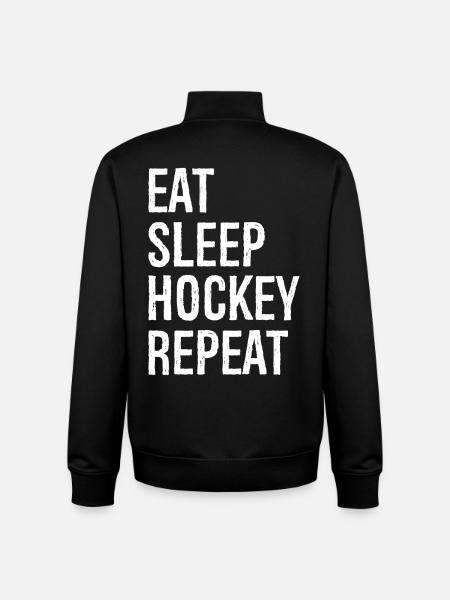 Eat sleep hockey repeat - Unisex Organic Zip Sweatshirt by Stanley/Stella - black