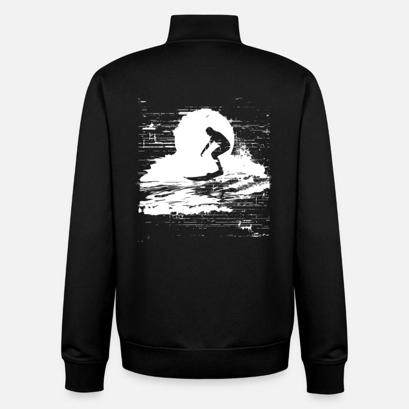Surfing Sketch - Unisex Organic Zip Sweatshirt by Stanley/Stella - black