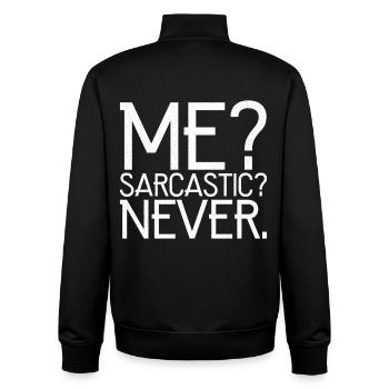 ich sarkastisch, nie - Unisex Organic Zip Sweatshirt von Stanley/Stella - Schwarz - Hinten - AI Model Male 185 light (185cm)