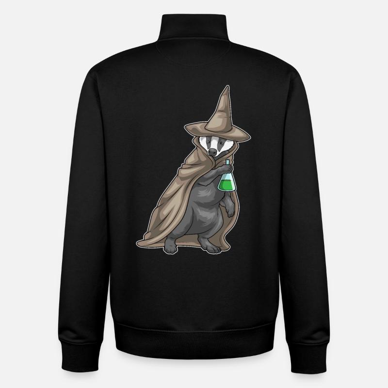 Blaireau Sorcière d’Halloween - Sweat zippé unisexe en coton bio Stanley/Stella - noir
