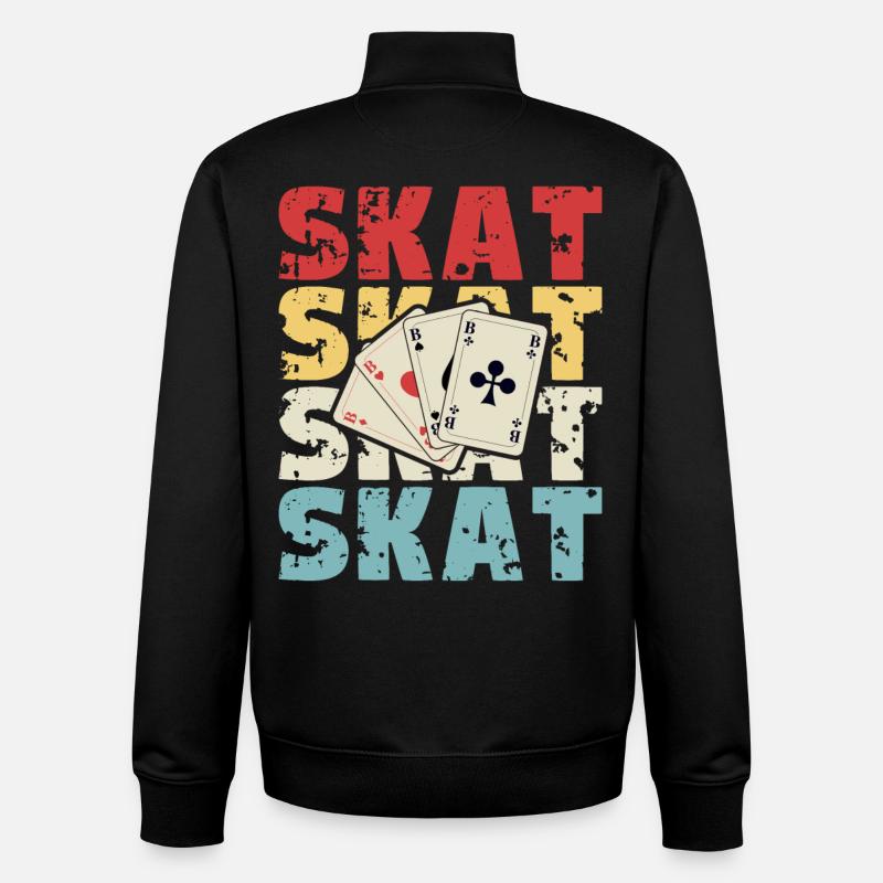 Skat Karten Retro Design - Unisex Organic Zip Sweatshirt von Stanley/Stella - Schwarz