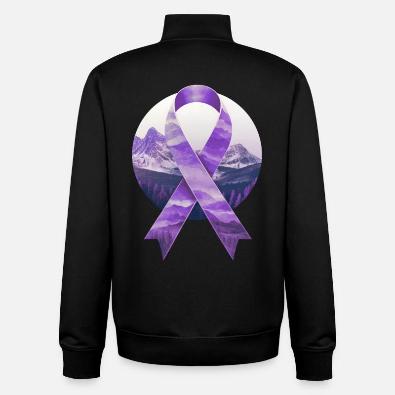 Lavendel Krebs Bewusstein Schleife Berge Geschenk - Unisex Organic Zip Sweatshirt von Stanley/Stella - Schwarz