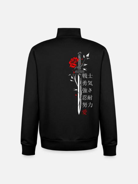 Sword Rose Japan Characters Aesthetics - Unisex Organic Zip Sweatshirt by Stanley/Stella - black