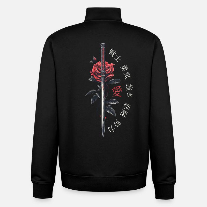Japon Personnages Épée Rose Cadeau - Sweat zippé unisexe en coton bio Stanley/Stella - noir