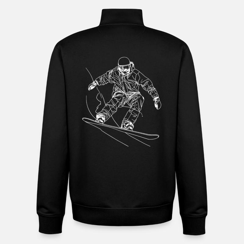 Snowboarder Drawing - Unisex Organic Zip Sweatshirt by Stanley/Stella - black
