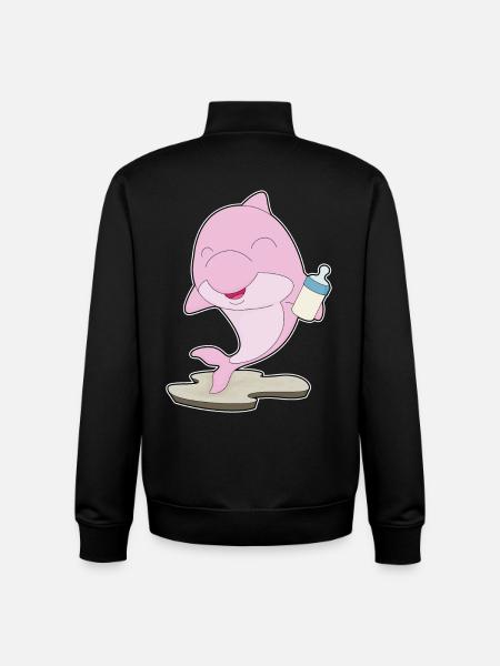Dolphin Baby Bottle Milk - Unisex Organic Zip Sweatshirt by Stanley/Stella - black