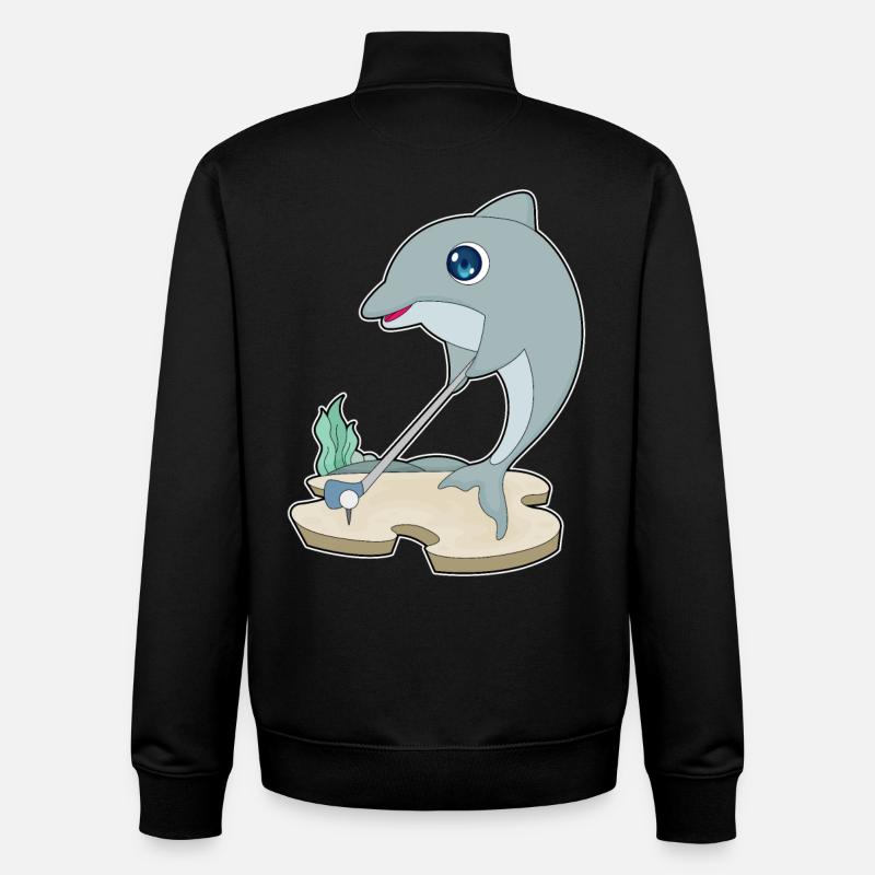 Dolphin Golf Golf Clubs - Sweat zippé unisexe en coton bio Stanley/Stella - noir