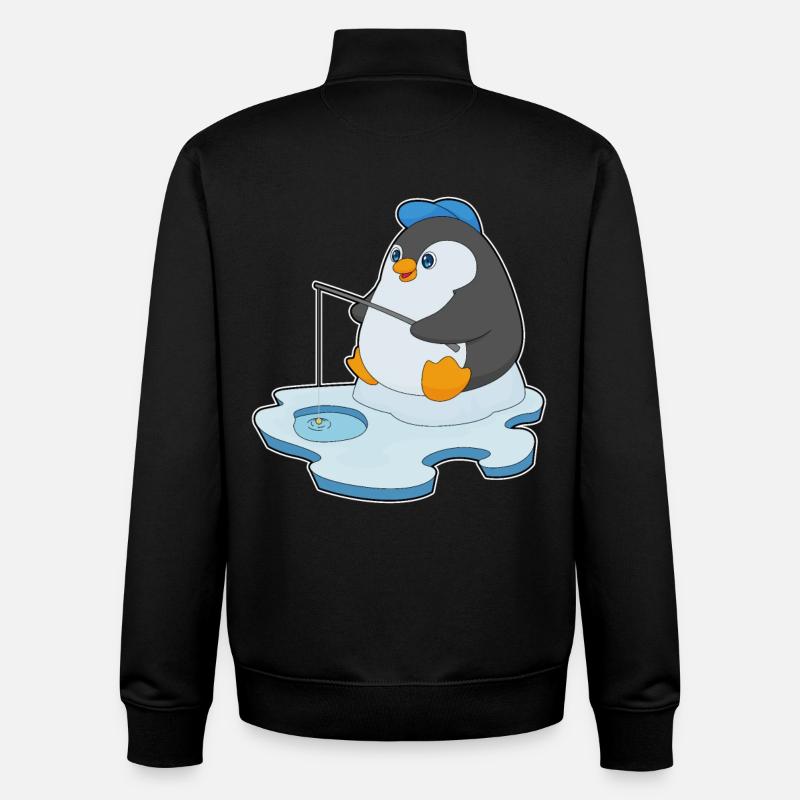 Pingouin Pêcheur Ange Pêche - Sweat zippé unisexe en coton bio Stanley/Stella - noir