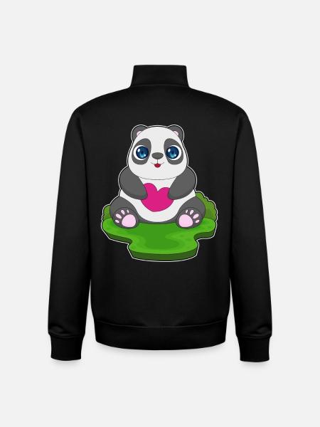 Panda Heart - Unisex Organic Zip Sweatshirt by Stanley/Stella - black
