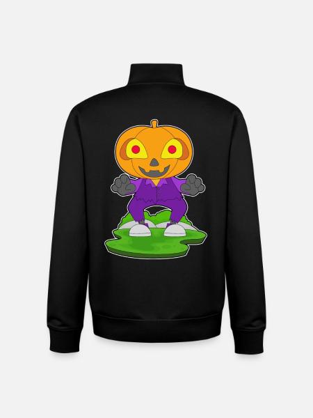 Jack O'Lantern Halloween Pumpkin - Unisex Organic Zip Sweatshirt by Stanley/Stella - black