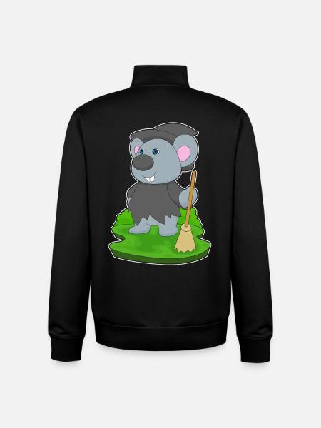 Mouse Witch Broom - Unisex Organic Zip Sweatshirt by Stanley/Stella - black