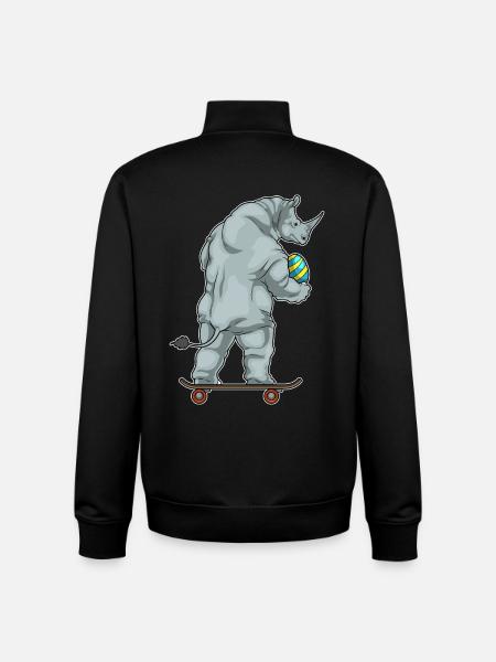 Rhino Easter Skateboard - Unisex Organic Zip Sweatshirt by Stanley/Stella - black