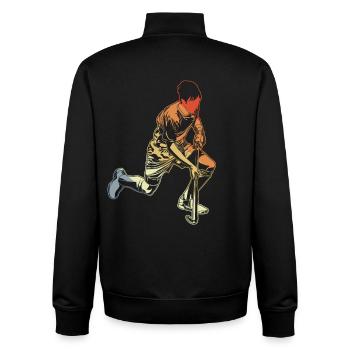 Field hockey player boy - Unisex Organic Zip Sweatshirt by Stanley/Stella - black - Back - AI Model Male 185 light (185cm)