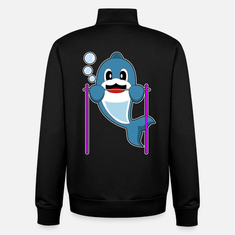 Dolphin Bodybuilder Tractions Culturisme - Sweat zippé unisexe en coton bio Stanley/Stella - noir