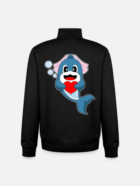 Dolphin Bridal Heart Wedding - Unisex Organic Zip Sweatshirt by Stanley/Stella - black