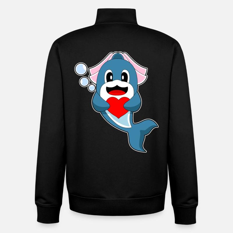 Dauphin Mariée Coeur Mariage - Sweat zippé unisexe en coton bio Stanley/Stella - noir