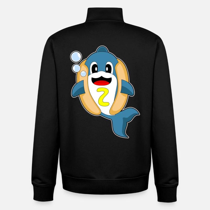 Hot-dog Dolphin - Sweat zippé unisexe en coton bio Stanley/Stella - noir