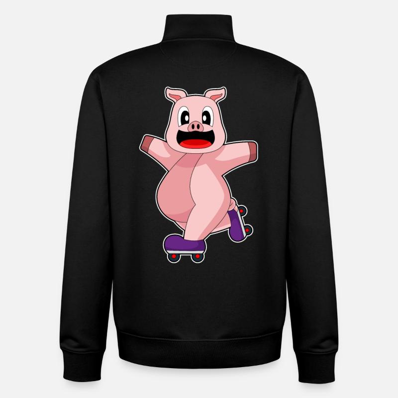 Schwein Inline skating Rollschuhe - Unisex Organic Zip Sweatshirt von Stanley/Stella - Schwarz