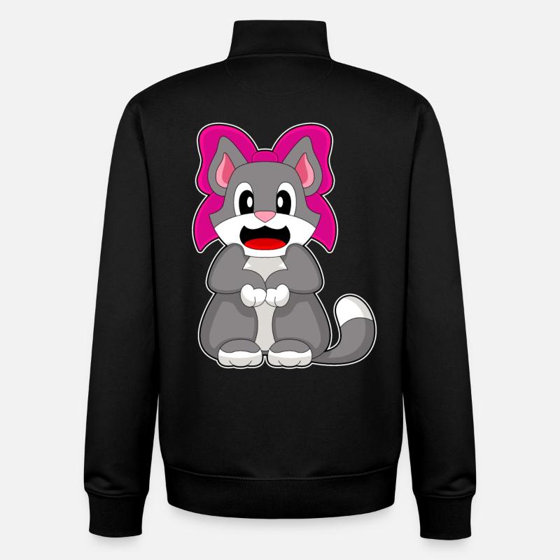 Cat Bow - Unisex Organic Zip Sweatshirt by Stanley/Stella - black
