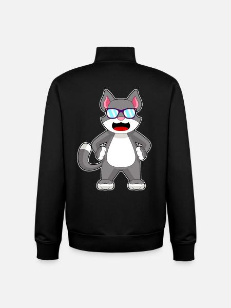 Cat Sunglasses - Unisex Organic Zip Sweatshirt by Stanley/Stella - black