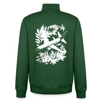 Airplane Comic Style - Unisex Organic Zip Sweatshirt by Stanley/Stella - bottle green - Back - AI Model Male 185 dark (185cm)