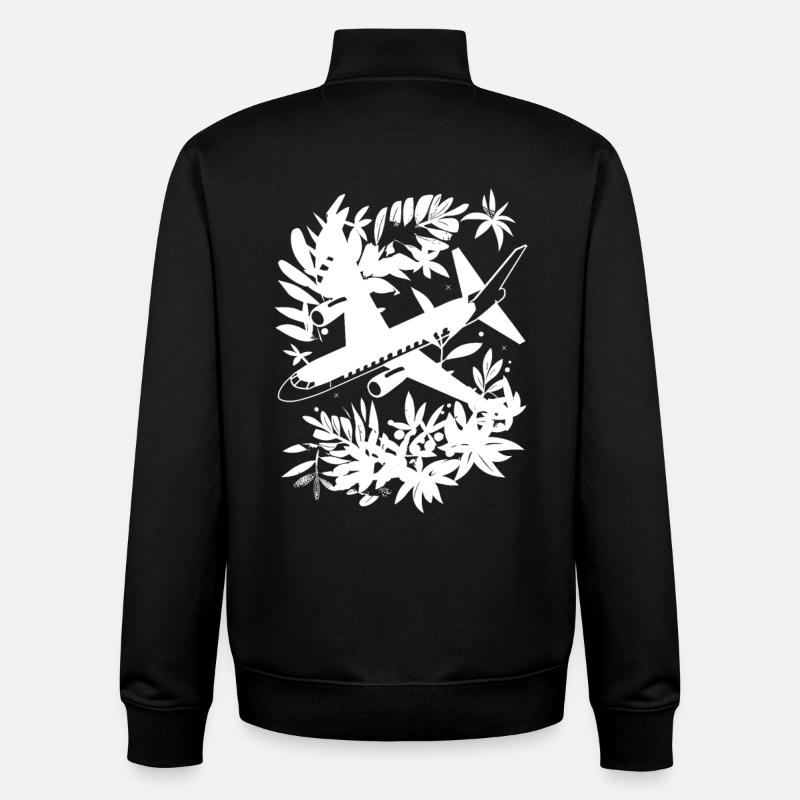 Airplane Comic Style - Unisex Organic Zip Sweatshirt by Stanley/Stella - black