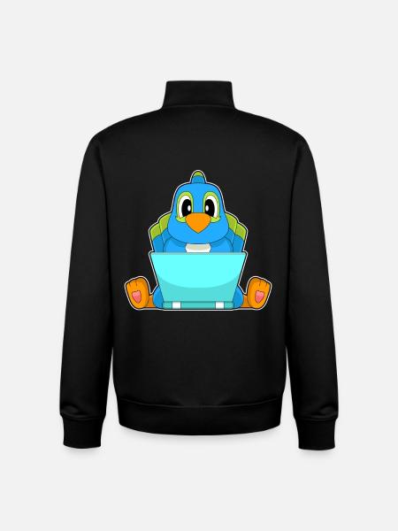 Parrot Laptop - Unisex Organic Zip Sweatshirt by Stanley/Stella - black