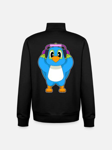Parrot Headphones Music - Unisex Organic Zip Sweatshirt by Stanley/Stella - black