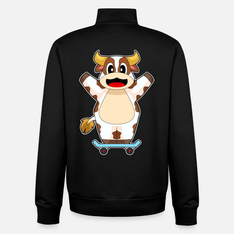 Cow Skater Skateboard - Sweat zippé unisexe en coton bio Stanley/Stella - noir