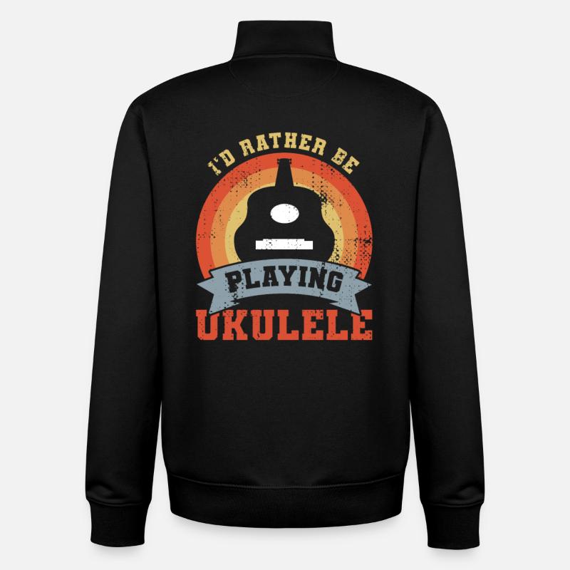I'd rather play the ukulele - Unisex Organic Zip Sweatshirt by Stanley/Stella - black
