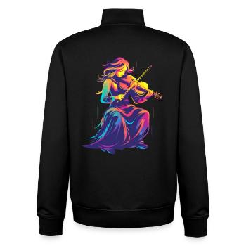 Violin Girl Retrowave - Unisex Organic Zip Sweatshirt by Stanley/Stella - black - Back - AI Model Male 185 light (185cm)