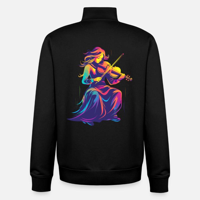 Geigenmädchen Retrowave - Unisex Organic Zip Sweatshirt von Stanley/Stella - Schwarz