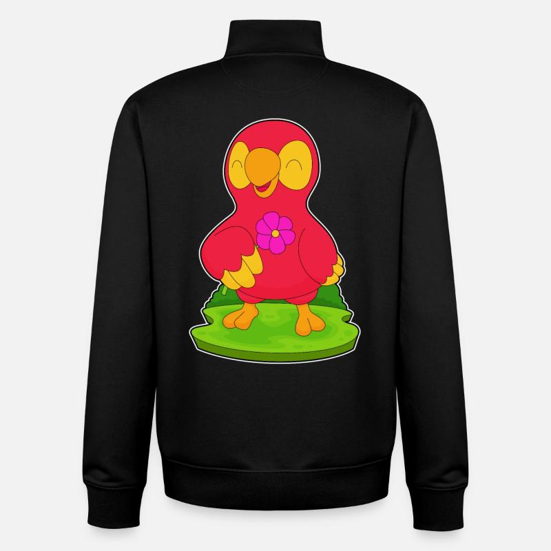Fleur de perroquet - Sweat zippé unisexe en coton bio Stanley/Stella - noir