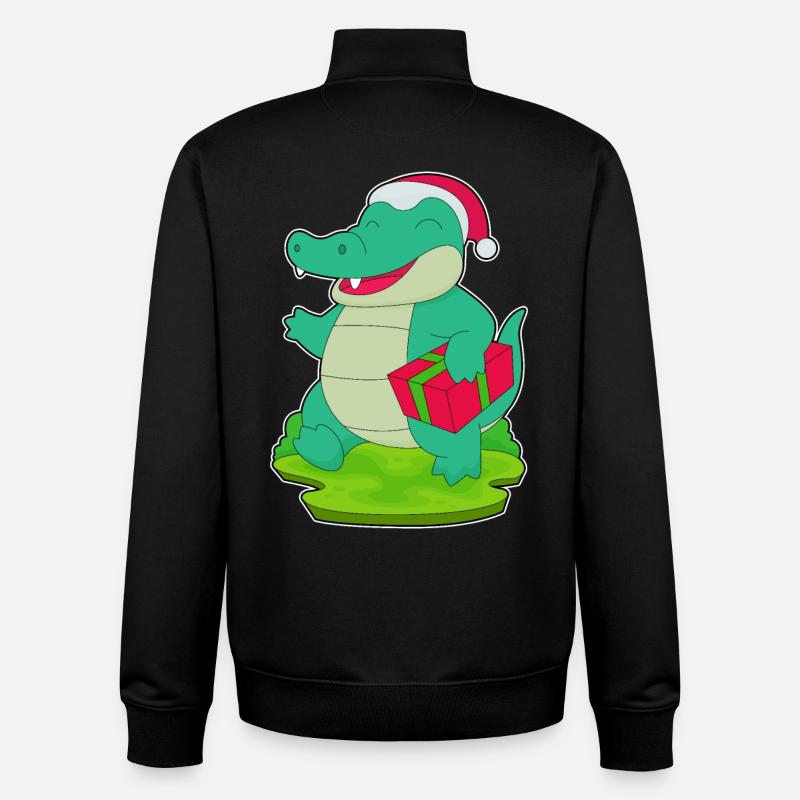 Crocodile Christmas Package - Unisex Organic Zip Sweatshirt by Stanley/Stella - black