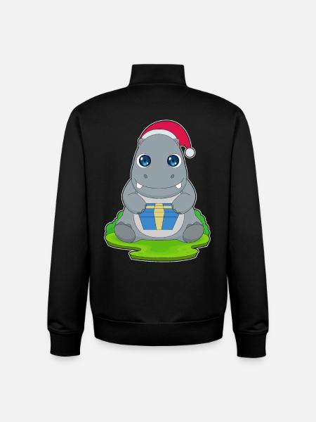 Hippopotamus Christmas Package - Unisex Organic Zip Sweatshirt by Stanley/Stella - black