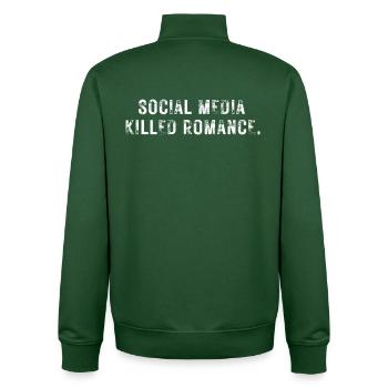 SOCIAL MEDIA KILLED ROMANCE - Unisex Organic Zip Sweatshirt von Stanley/Stella - Flaschengrün - Hinten - AI Model Male 185 dark (185cm)