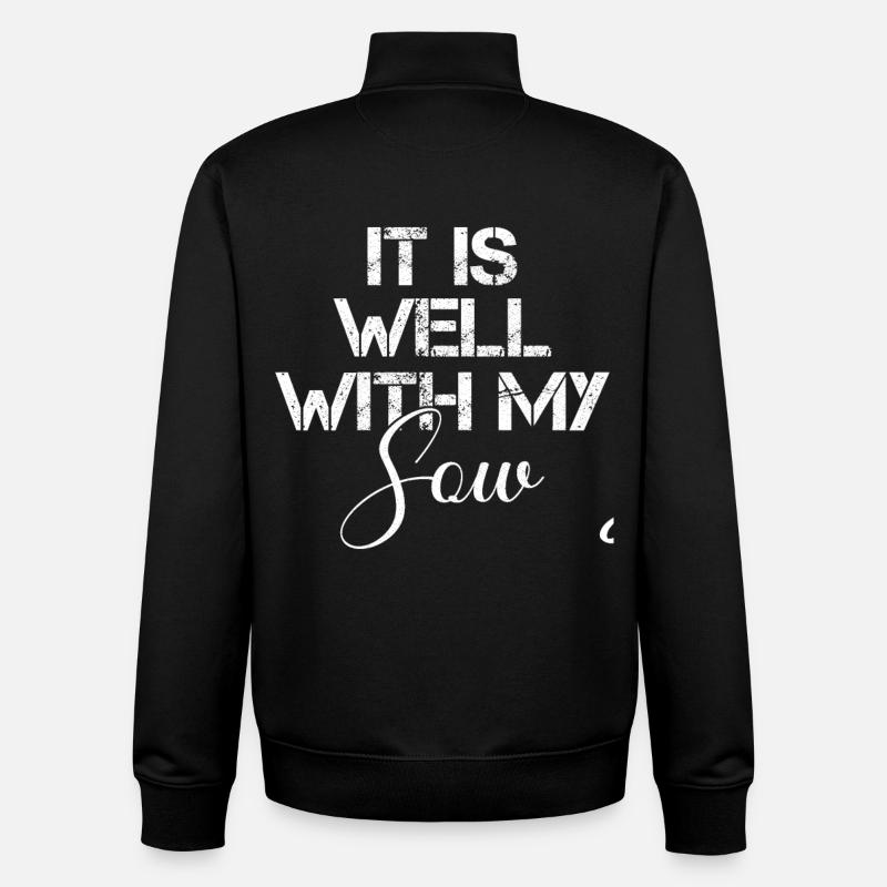 C’est bien avec ma truie - Sweat zippé unisexe en coton bio Stanley/Stella - noir
