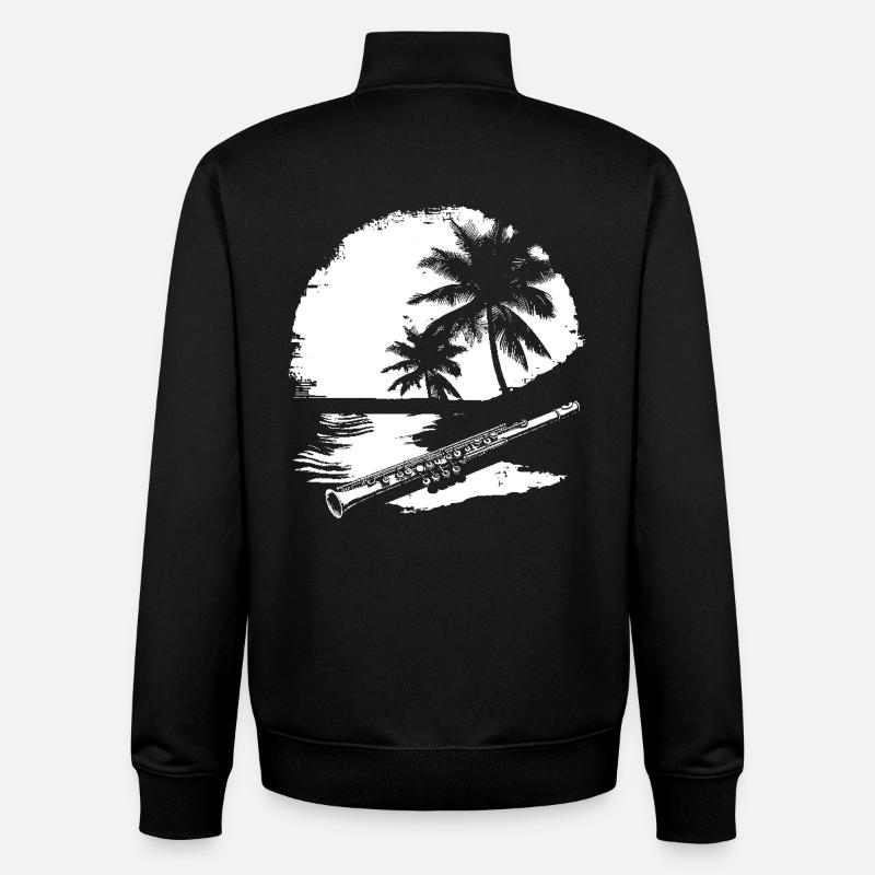 Flûte graphique - Sweat zippé unisexe en coton bio Stanley/Stella - noir